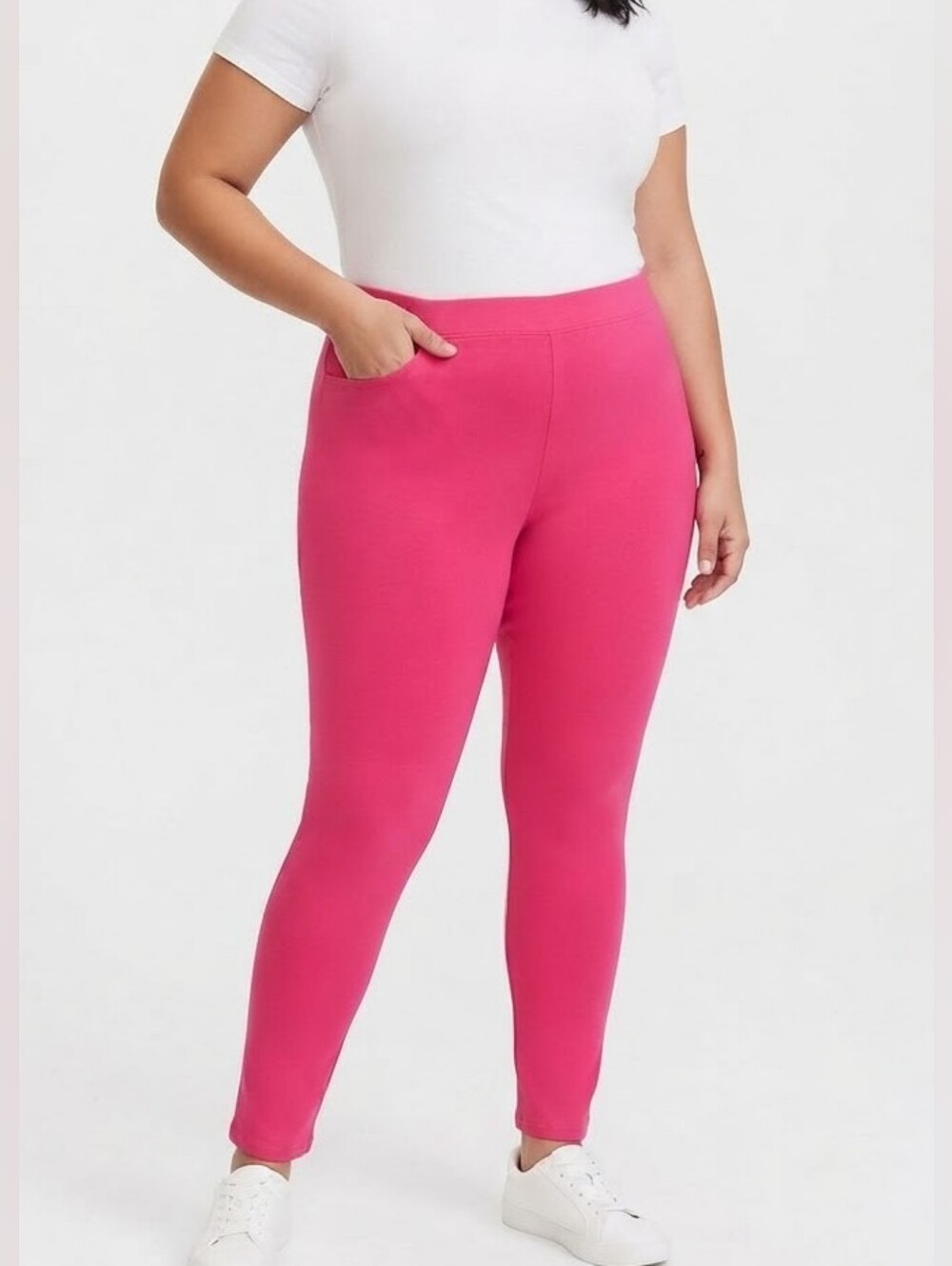 Torrid Vibrant Pink Cotton Blend Stretch Casual Leggings Pants Size 2X